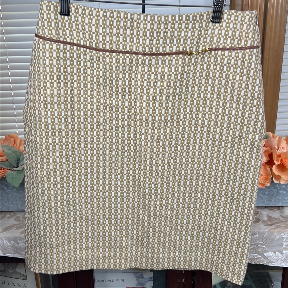 Banana Republic Sz 10 Beige Tan Pencil Straight Skirt Equestrian